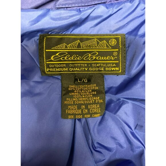 Eddie Bauer Goose Down Duffle Coat Full Length Parka Hooded Blue Large Womens - Picture 8 of 9